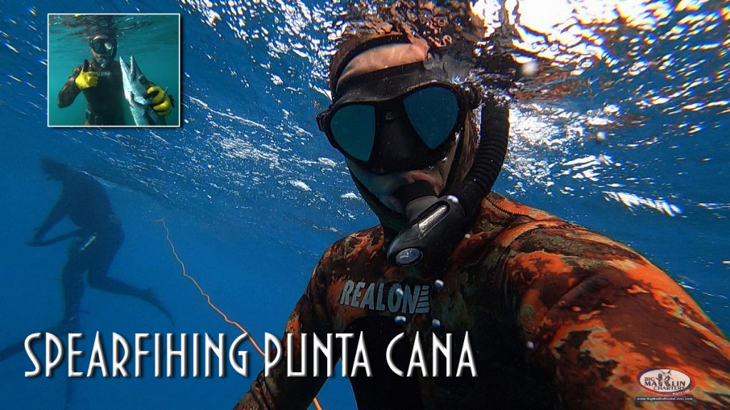 Punta Cana spearfishing underwater, reef hunter, shore diving.